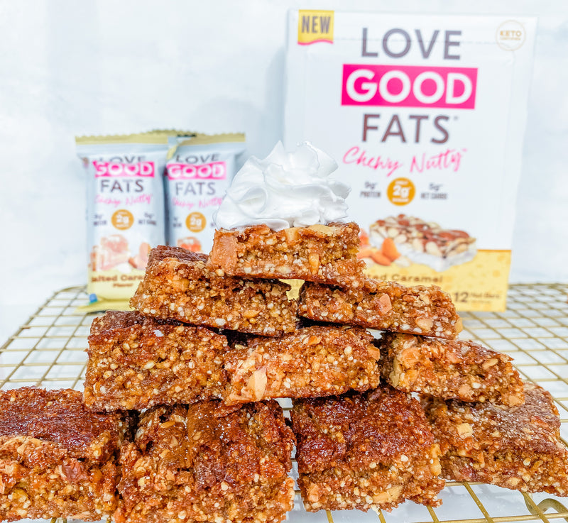 Low Sugar Salted Caramel Blondies
