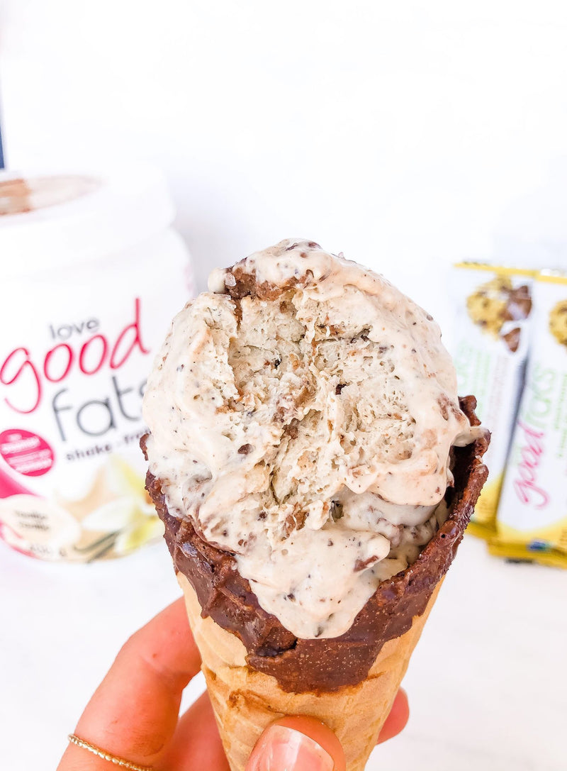 Keto Coffee and Cream Ice Cream with Cookie Dough Chunks