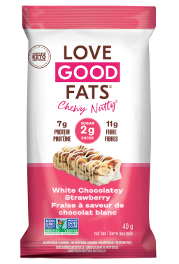 Love Good Fats Chewy Nutty White Chocolatey Strawberry keto bars