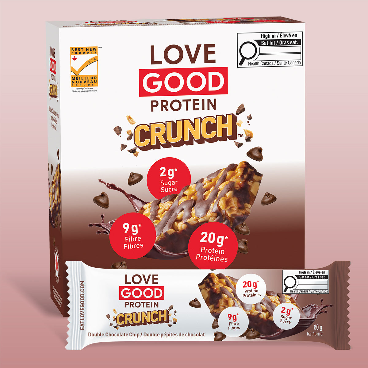 Love Good Protein Crunch Double Chocolate High Protein Low Sugar Keto Friendly bars