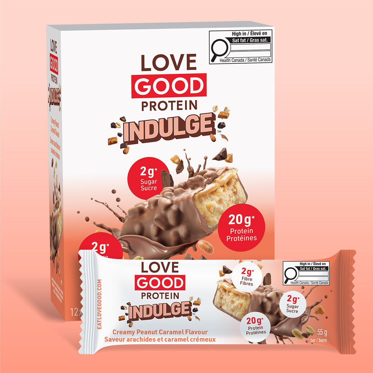 Love Good Protein Indulge Peanut Caramel High Protein Low Sugar Keto Friendly bars