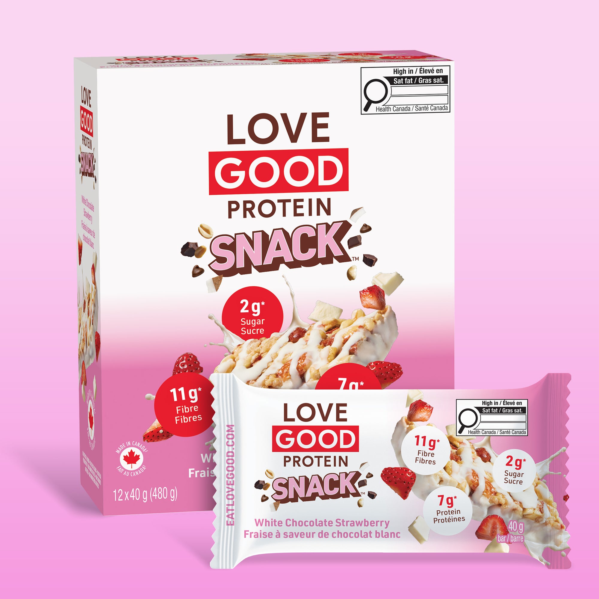 Love Good Protein Snack White Chocolate Strawberry Protein Low Sugar Keto Friendly Nutty bars