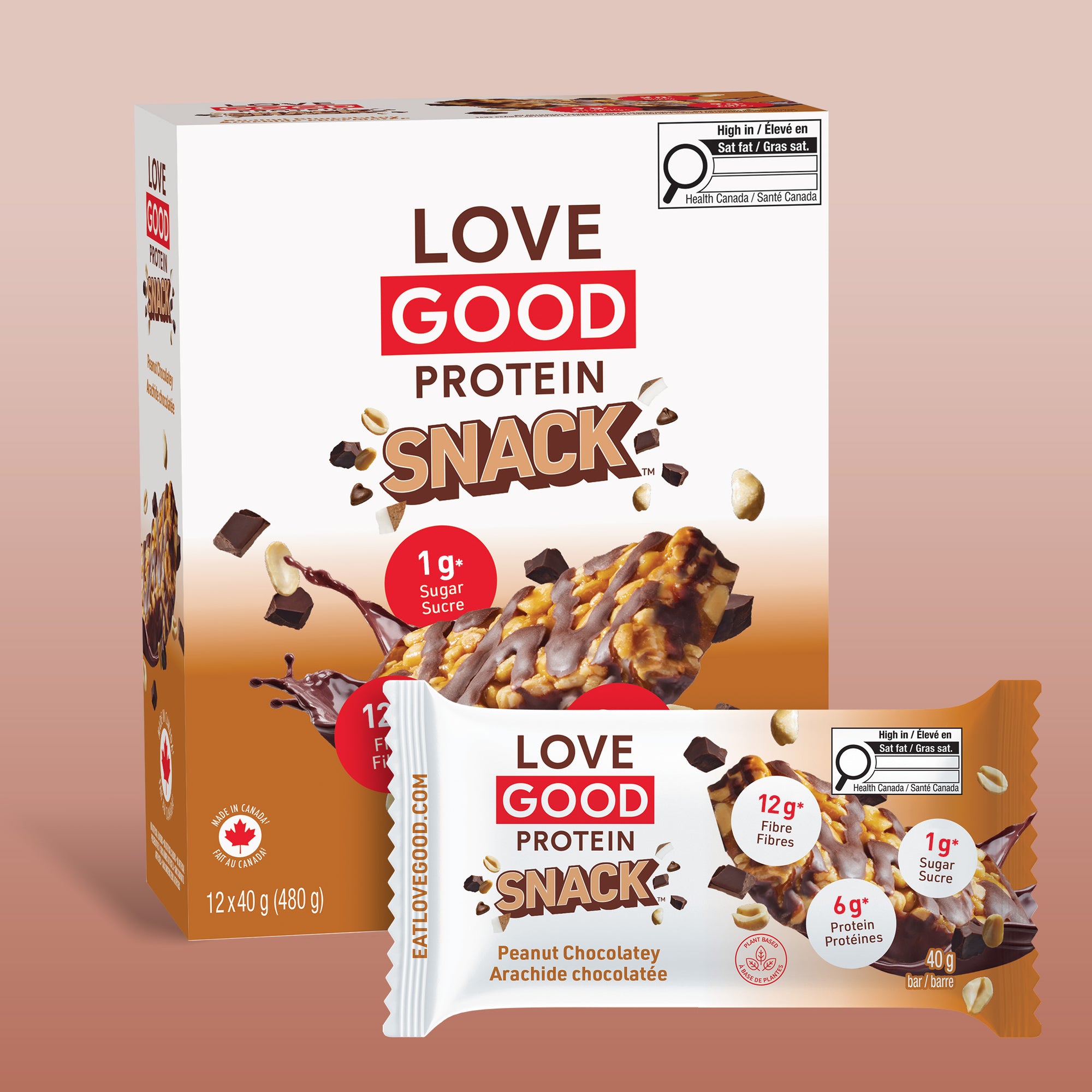 Love Good Protein Snack Peanut Chocolatey Protein Low Sugar Keto Friendly Nutty bars
