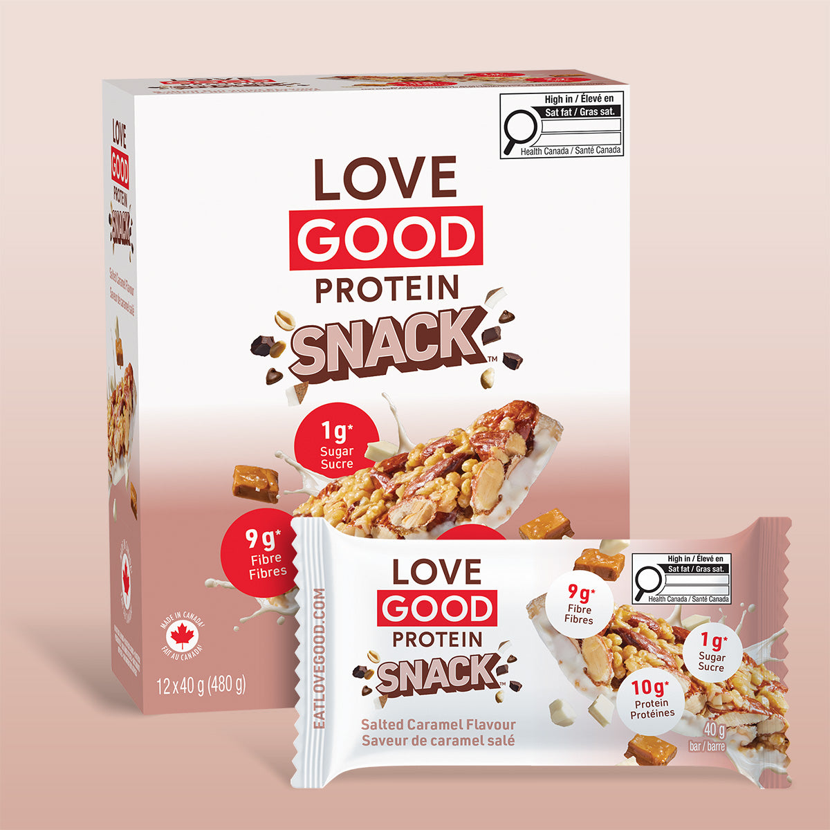 Love Good Protein Snack Salted Caramel Protein Low Sugar Keto Friendly Nutty bars