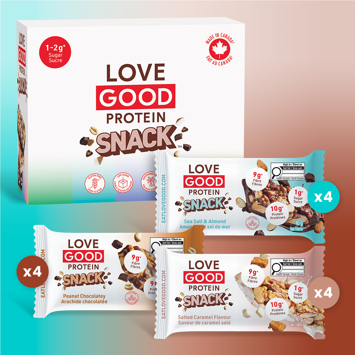 Love Good Protein Snack Variety Pack Protein Low Sugar Keto Friendly Nutty bars