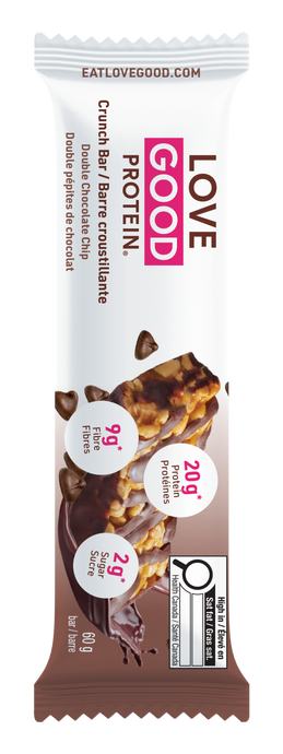 Love Good Protein Crunch Double Chocolate Chip High Protein Low Sugar 60g bars