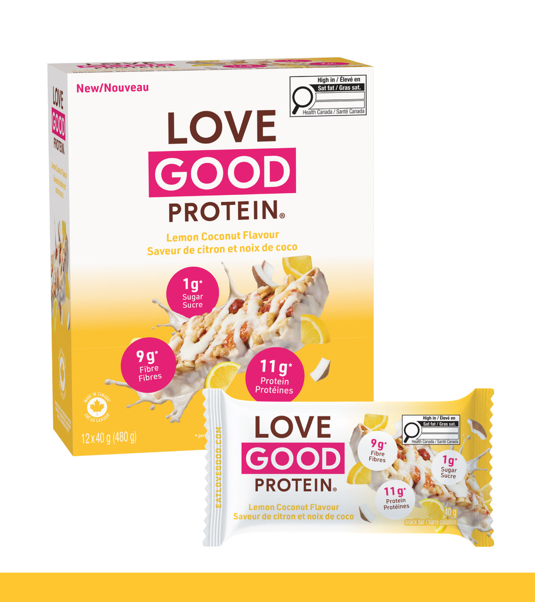 Love Good Protein Chewy Nutty Lemon Coconut flavour Low Sugar Protein bars